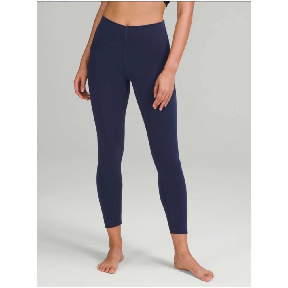 Lululemon Leggings Womens 6 Blue Instill High Rise 25" Yoga Smooth Gym Pilates - Picture 2 of 10
